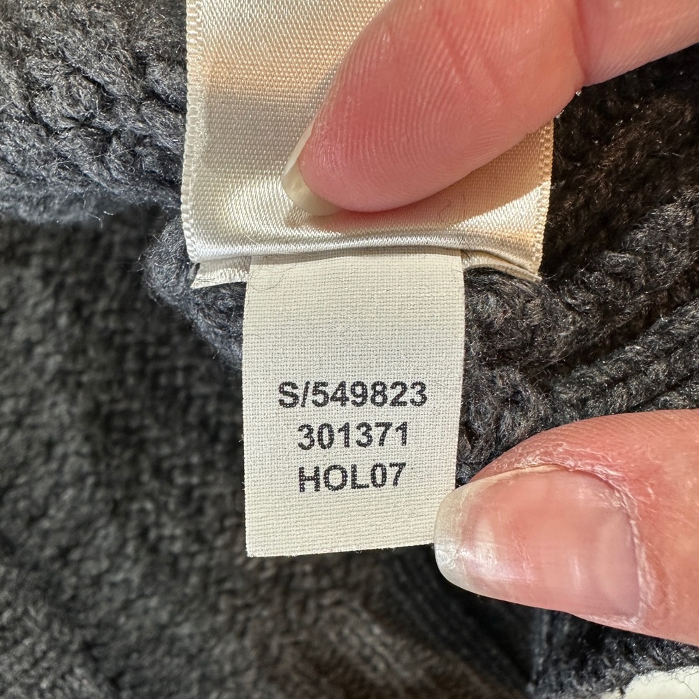 Old Navy Women's Cable Knit Shawl Collar Sweater L Charcoal Gray Wool Blend Y2K - Picture 4 of 7